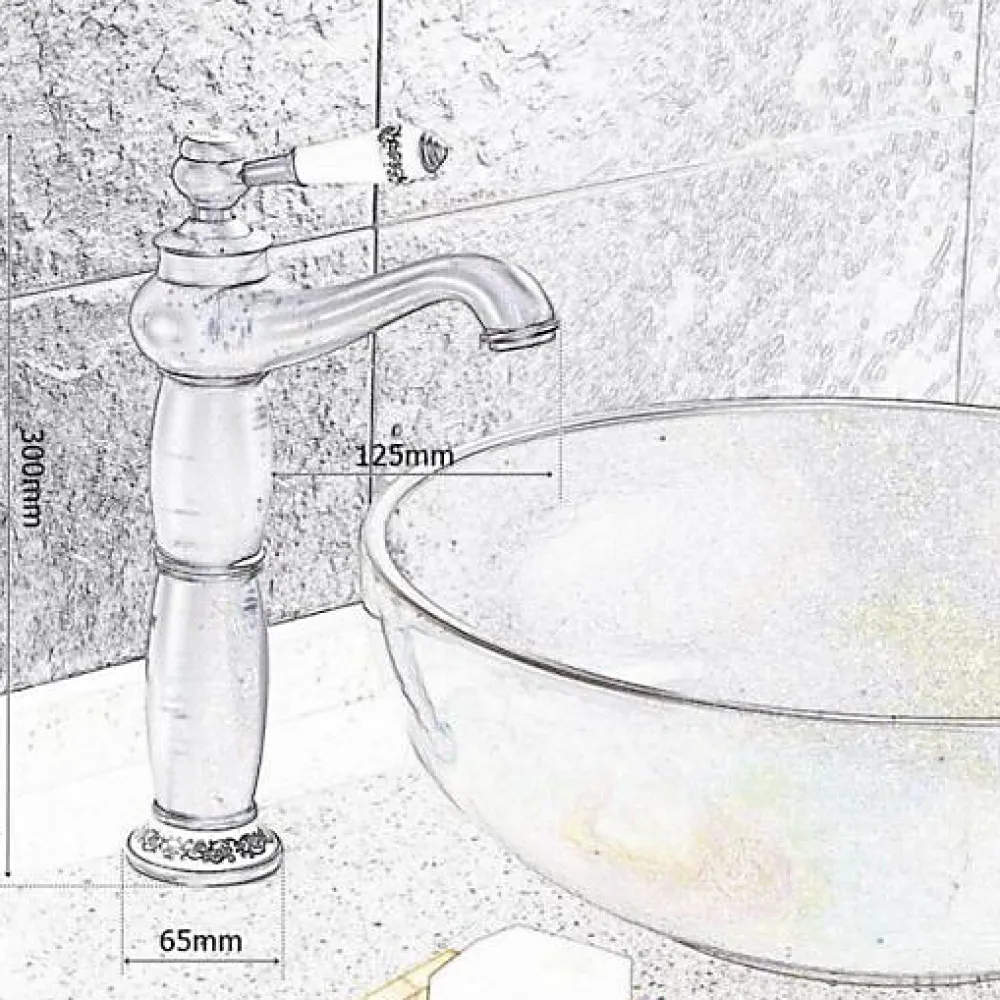 Silla Global SILLA Mitigeur lavabo retro bec haut en Laiton, économie d'eau, Vintage doré