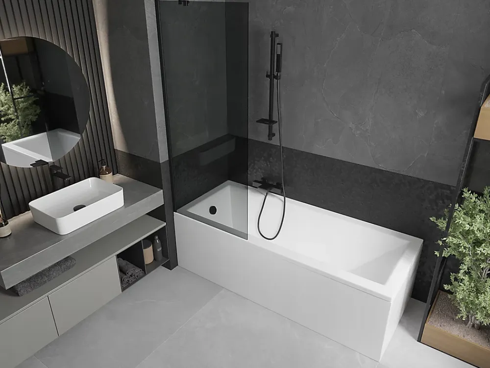 Silla Global Silla Pare-baignoire fixe, 70x150 cm, Noir