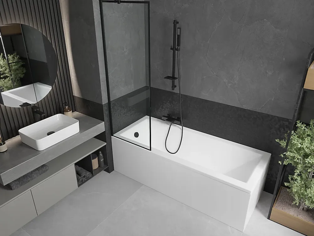 Silla Global Silla Pare-baignoire fixe, 60x150 cm, Noir
