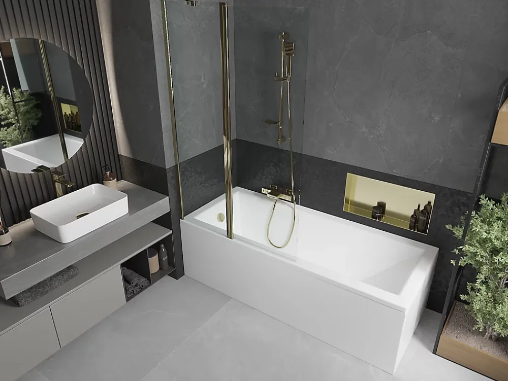 Pare-Baignoire|Silla Global Silla Pare-baignoire pivotant, 100x150 cm, Doré