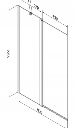 Silla Global Silla Pare-baignoire pivotant, 80x150 CM, Doré