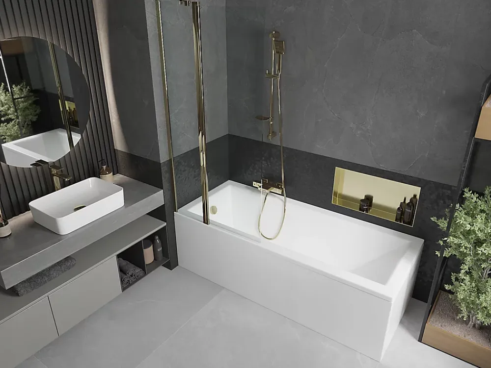 Silla Global Silla Pare-baignoire pivotant, 80x150 CM, Doré
