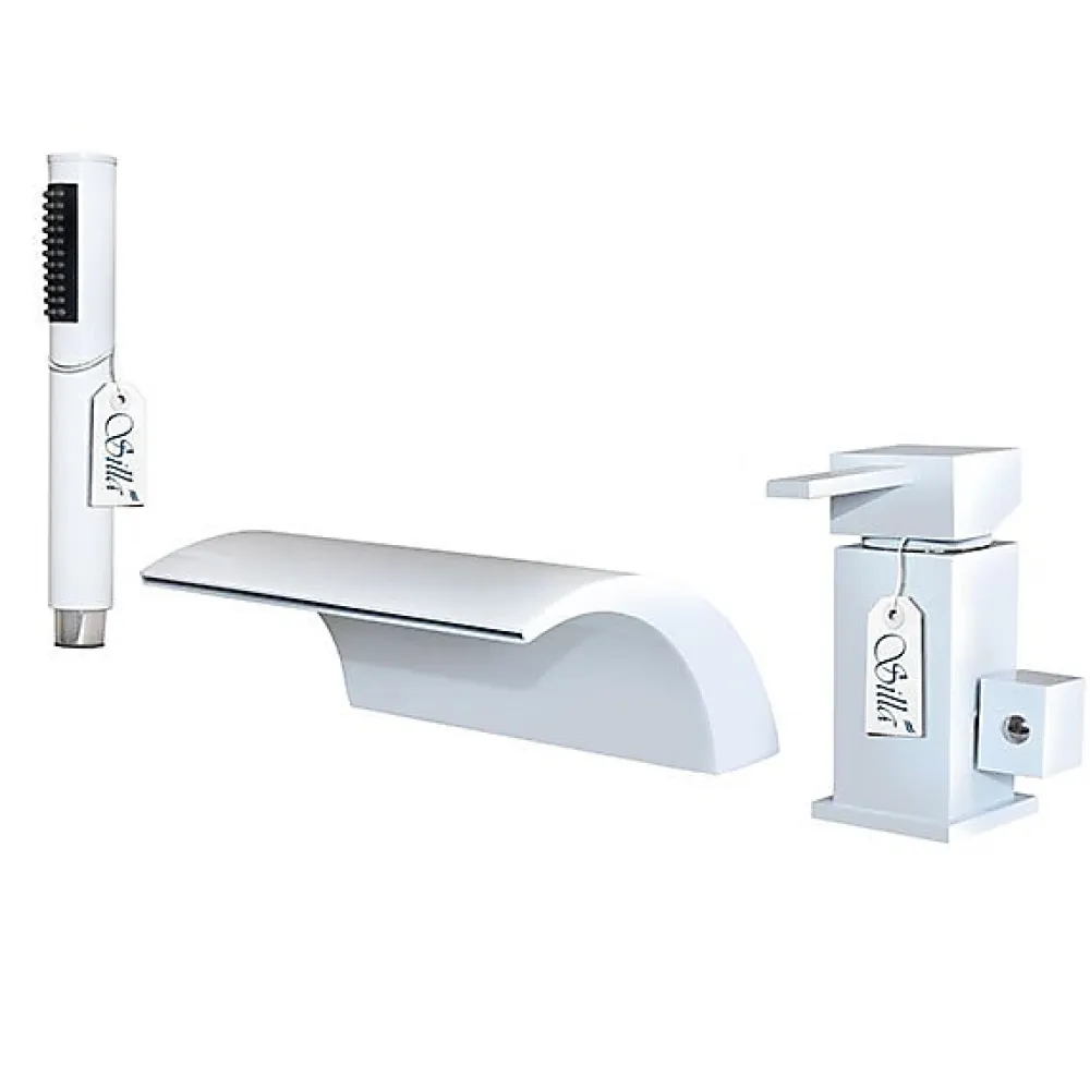 Robinet De Baignoire|Silla Global Silla Robinet De Baignoire en Laiton sur plage 3 trous, Blanc
