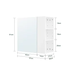 Armoire De Salle De Bains|Sobuy Armoire Murale avec Miroir, 1 Porte 3 Compartiments, Étagères Réglables, Blanche