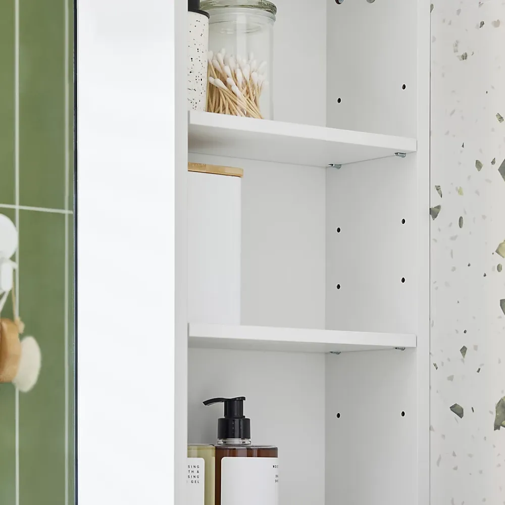Armoire De Salle De Bains|Sobuy Armoire Murale avec Miroir, 1 Porte 3 Compartiments, Étagères Réglables, Blanche