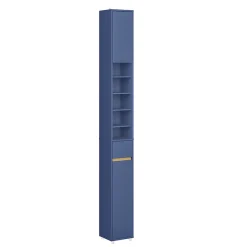 Colonne De Salle De Bains|Sobuy Armoire Salle de Bain en MDF Bleue avec Tiroir et Étagères Réglables