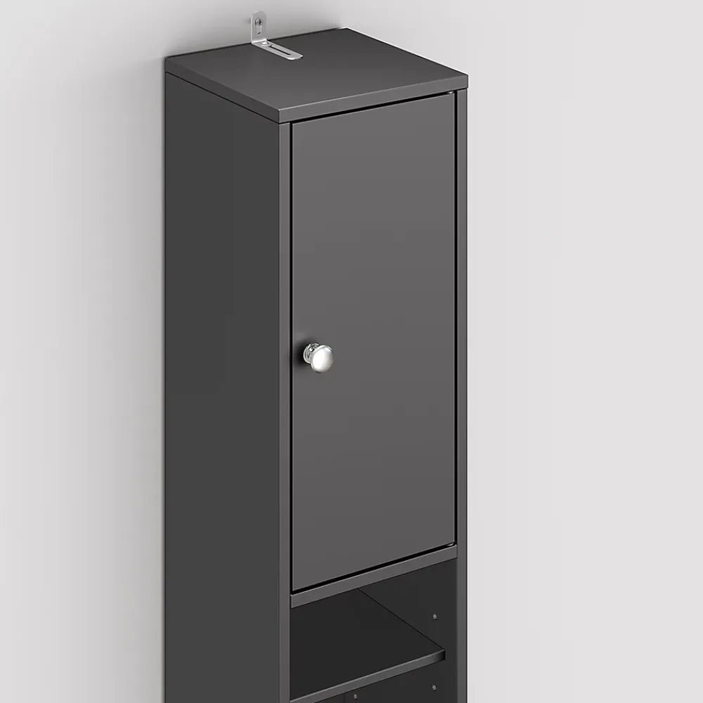 Sobuy Colonne de salle de bain étanche avec étagères et tiroirs réglables, MDF noir