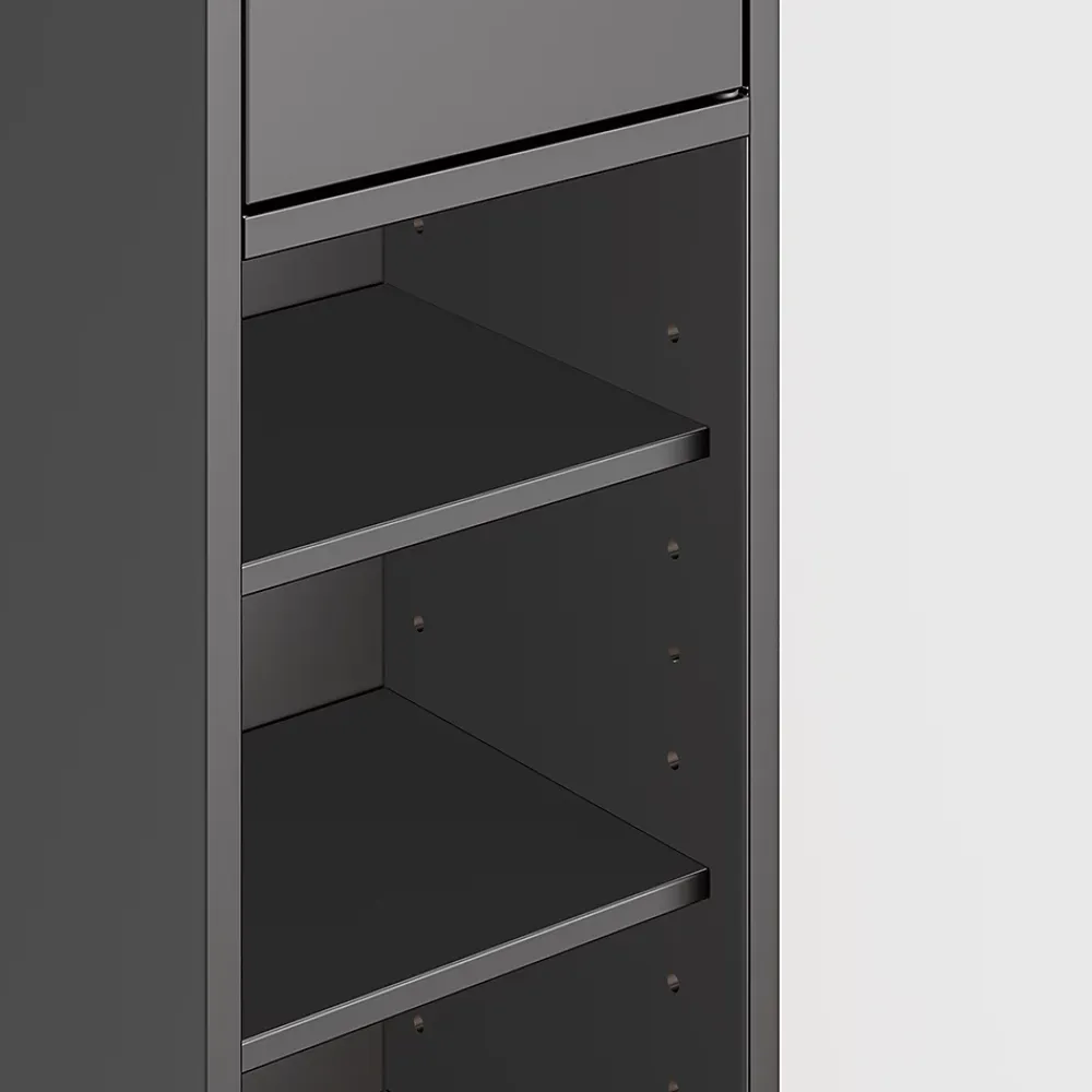 Sobuy Colonne de salle de bain étanche avec étagères et tiroirs réglables, MDF noir