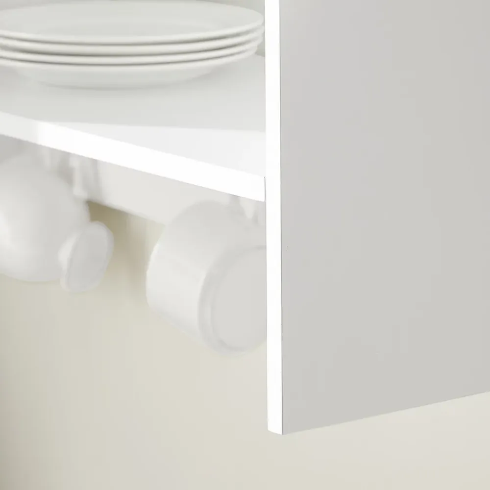 Sobuy KCR09-W Porte-Assiettes Murale, Meuble de Rangement d'Assiettes et Epices, Etagère Murale Blanche