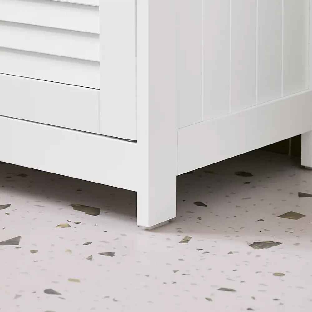 Meuble Sous Lavabo|Sobuy Meuble Lavabo Salle de Bain 2 Portes 2 Étages Blanc en Bois Naturel