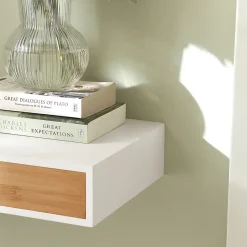 Armoire De Salle De Bains|Sobuy Étagère Murale avec Tiroir - Étagère Flottante Blanc et Nature