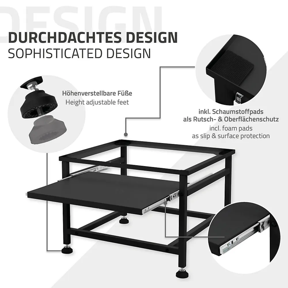 Ml-Design Socle de machine à laver avec étagère extensible base sèche-linge en acier noir