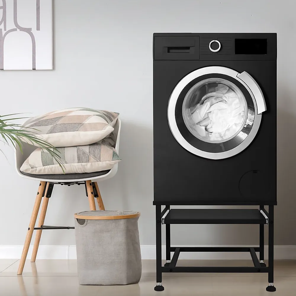 Ml-Design Socle de machine à laver avec étagère extensible base sèche-linge en acier noir