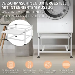 Etendoir À Linge|Ml-Design Socle de machine à laver avec étagère extensible base sèche-linge en acier blanc