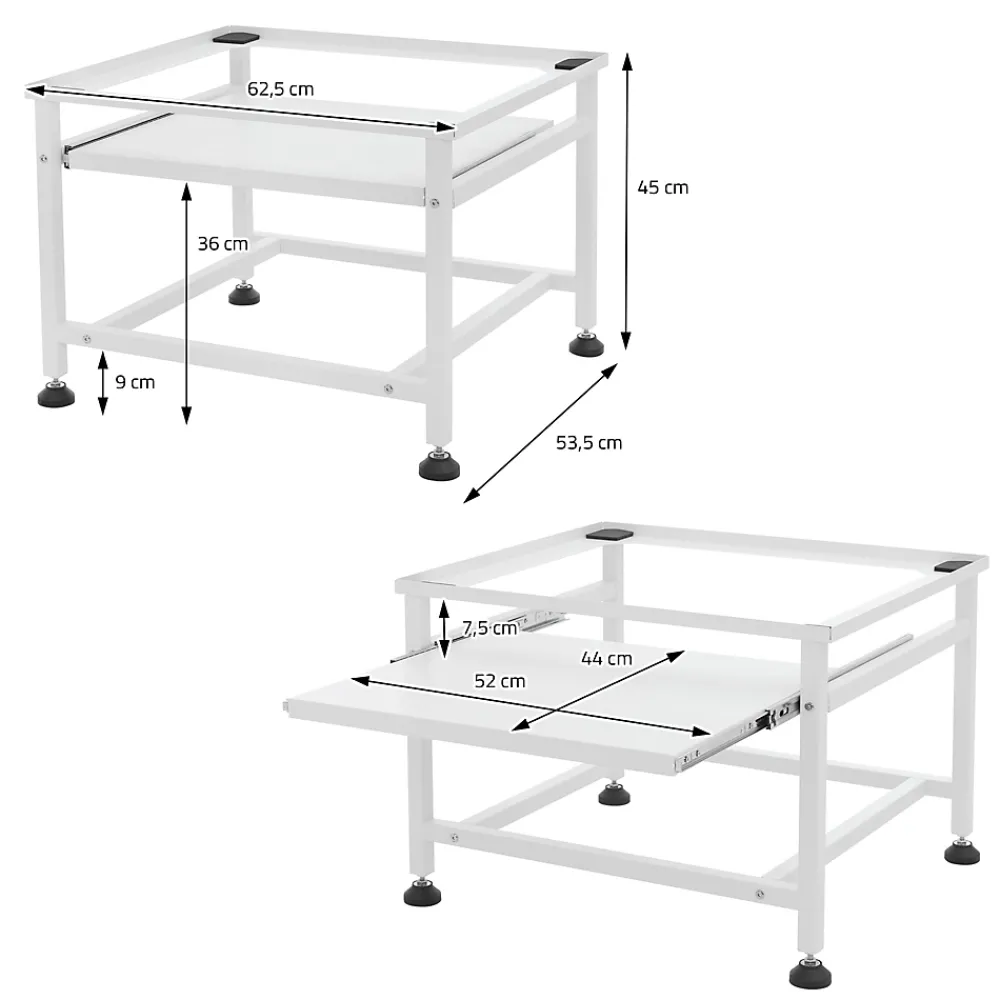 Etendoir À Linge|Ml-Design Socle de machine à laver avec étagère extensible base sèche-linge en acier blanc