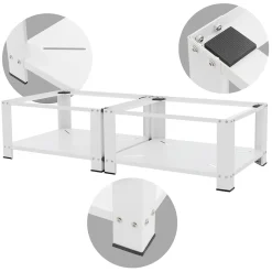 Ml-Design Socle machine à laver double avec étagère base sèche-linge blanc 150 kg/support