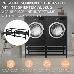 Ml-Design Socle machine à laver double avec étagère base sèche-linge noir 150 kg/support