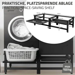 Ml-Design Socle machine à laver double avec étagère base sèche-linge noir 150 kg/support