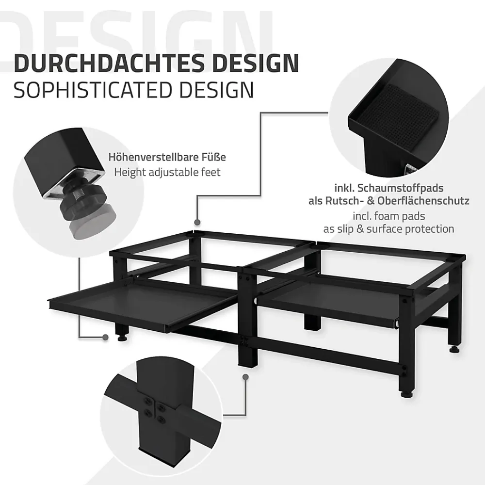 Ml-Design Socle machine à laver double avec étagère base sèche-linge noir 150 kg/support