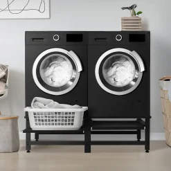Ml-Design Socle machine à laver double avec étagère base sèche-linge noir 150 kg/support