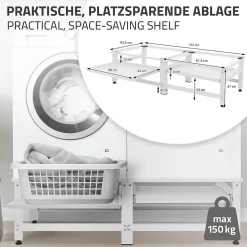 Ml-Design Socle machine à laver double avec étagère base sèche-linge blanc 150 kg/support