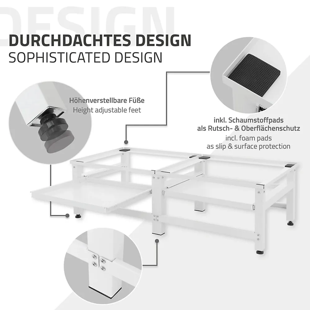 Ml-Design Socle machine à laver double avec étagère base sèche-linge blanc 150 kg/support