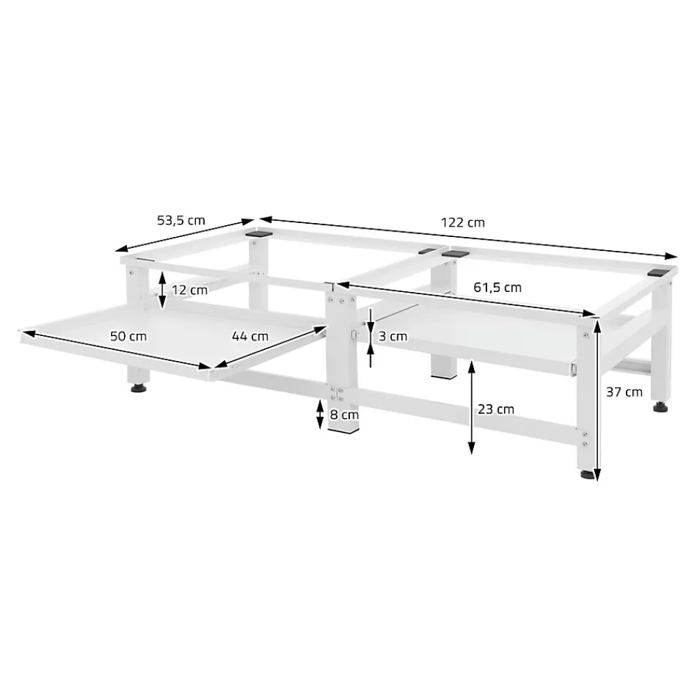 Ml-Design Socle machine à laver double avec étagère base sèche-linge blanc 150 kg/support