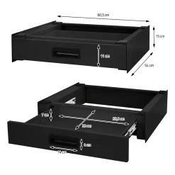 Ml-Design Socle pour machine à laver en acier noir accessoire avec tiroir 60,5x54x15 cm