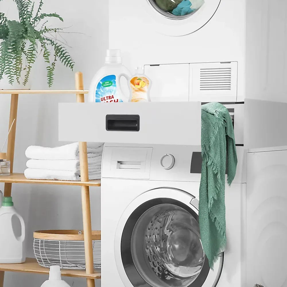 Etendoir À Linge|Ml-Design Socle pour machine à laver en acier blanc accessoire avec tiroir 60,5x54x15 cm
