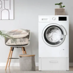 Etendoir À Linge|Ml-Design Socle pour machine à laver en acier blanc accessoire avec tiroir 63x54x31,5 cm