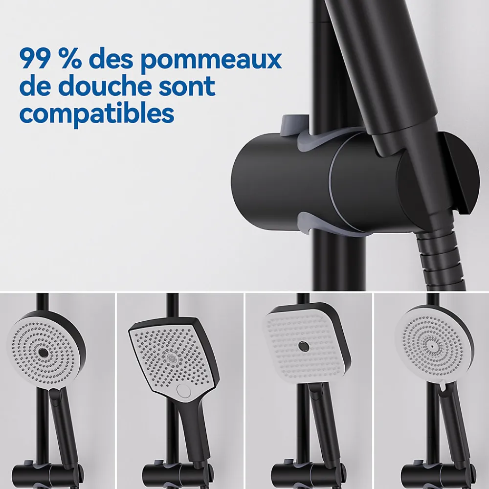 Pommeau De Douche, Flexible Et Barre De Douche|Sofetiy Max Barre de douche en acier inoxydable - Kit complet avec coulisseau rond et fixations chromées