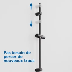 Pommeau De Douche, Flexible Et Barre De Douche|Sofetiy Max Barre de douche en acier inoxydable - Kit complet avec coulisseau rond et fixations chromées