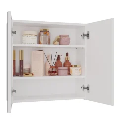 Armoire De Toilette|Meuble De Salle De Bains Faible Profondeur|Topeshop SOFYA - Armoire de toilette murale 2 portes - Meuble Salle de bain avec miroir - 60x22x60 cm - Rangement
