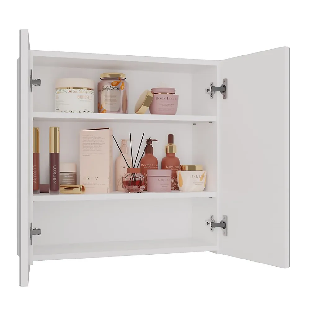 Armoire De Toilette|Meuble De Salle De Bains Faible Profondeur|Topeshop SOFYA - Armoire de toilette murale 2 portes - Meuble Salle de bain avec miroir - 60x22x60 cm - Rangement