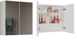 Armoire De Toilette|Meuble De Salle De Bains Faible Profondeur|Topeshop SOFYA - Armoire de toilette murale 2 portes - Meuble Salle de bain avec miroir - 60x22x60 cm - Rangement
