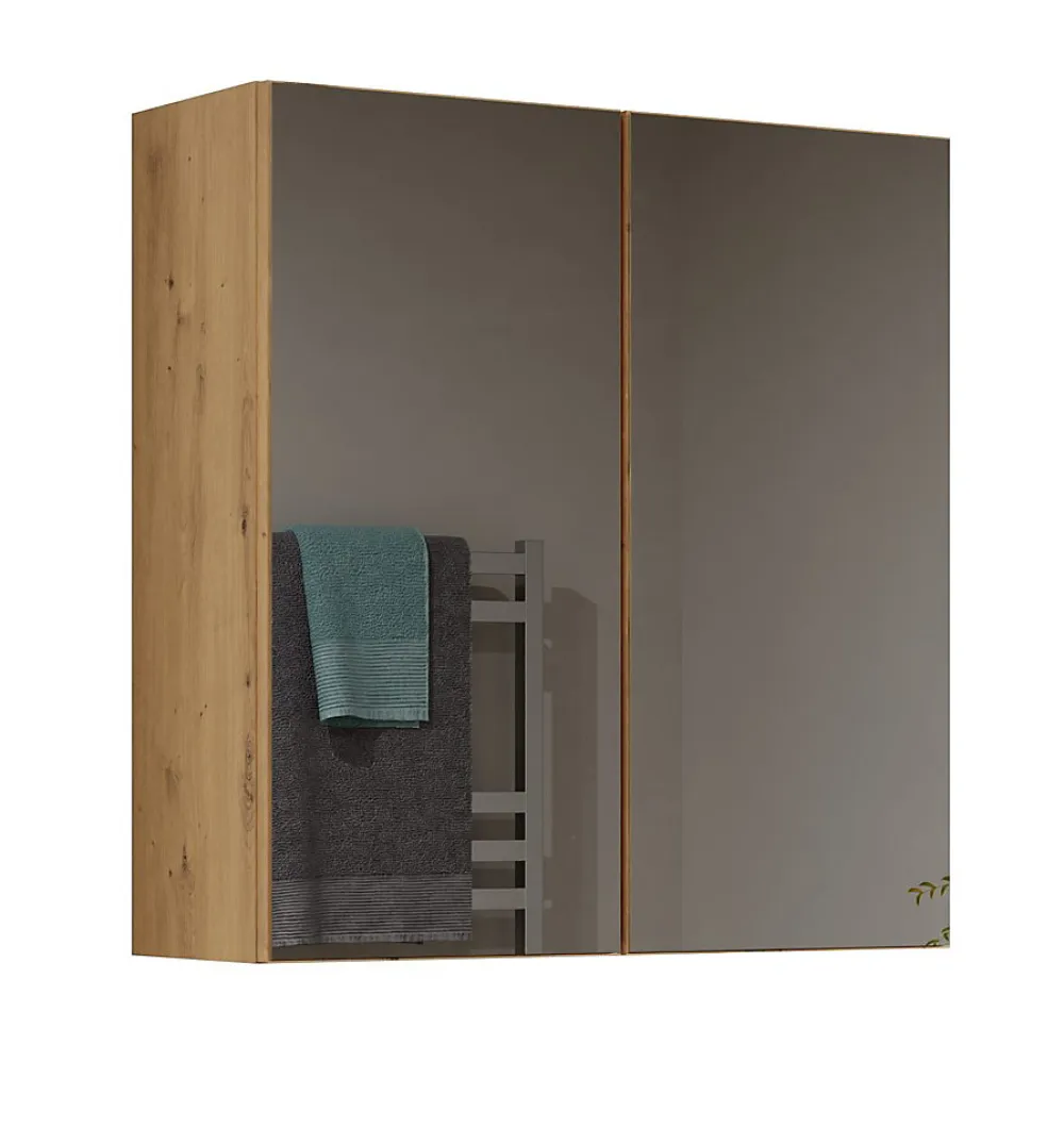 Topeshop SOFYA - Armoire de toilette murale 2 portes - Meuble Salle de bain avec miroir - 60x22x60 cm - Rangement
