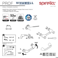 Spirella Barre de redressement ou d'appui PROF Acier Inox 30cm Blanc