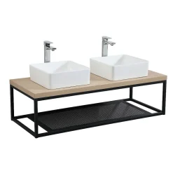 Etagère Salle De Bains|Mob-In Structure métallique noir mat à suspendre - pour plan de toilette - 120cm WILL