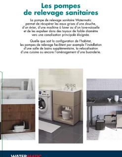 Wc Chimique Et Broyeur|Watermatic Superbroyeur 4 entrées pompe de relevage intégrée WD1000 évacuation de 1 évier+1 lavabo+1 douche+1 machine à laver