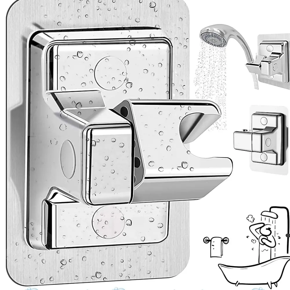 Pommeau De Douche, Flexible Et Barre De Douche|Deko Support de douche étanche à angle réglable, sans perçage (argent)