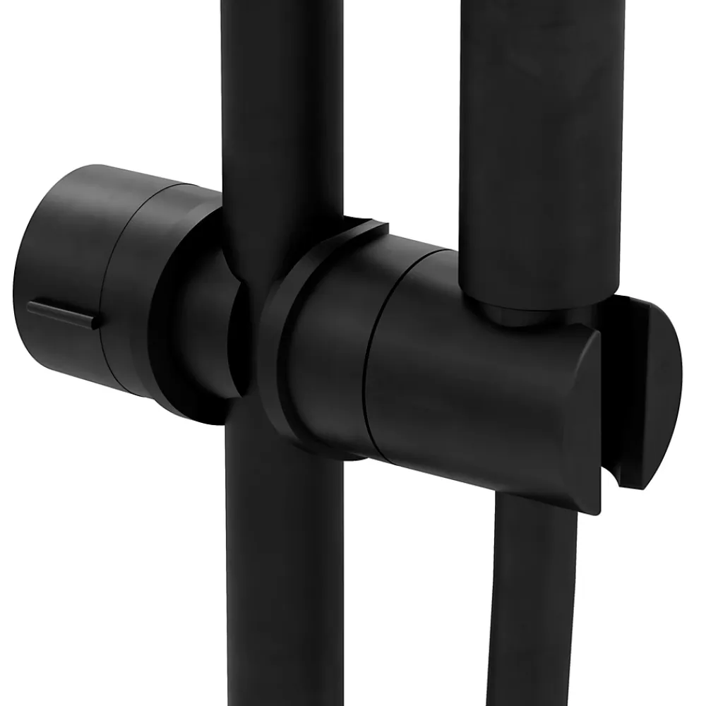 GoodHome Support de douchette pour barre de douche, noir,