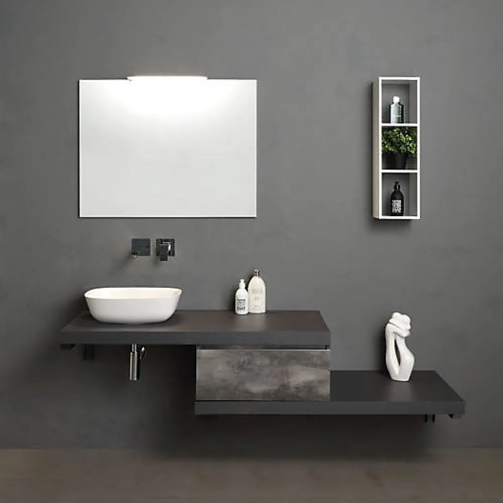 Plan De Travail Salle De Bains|Kiamami Valentina Support D'étagère De 49 Cm En Métal Gris Foncé
