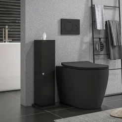 Homcom Support papier toilette - porte-papier toilette - armoire pour papier toilette - 3 niveaux + sortie papier MDF noir