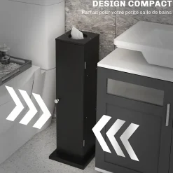 Homcom Support papier toilette - porte-papier toilette - armoire pour papier toilette - 3 niveaux + sortie papier MDF noir