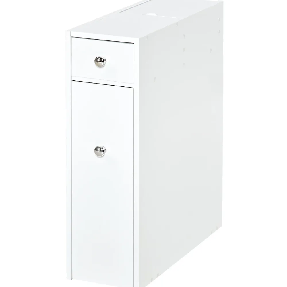 Meuble Wc|Homcom Support papier toilette - porte-papier toilette - armoire pour papier toilette - 2 tiroirs, coffre - MDF blanc