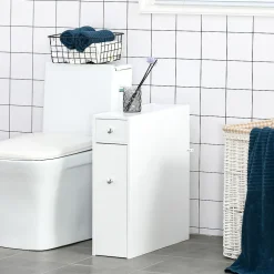 Meuble Wc|Homcom Support papier toilette - porte-papier toilette - armoire pour papier toilette - 2 tiroirs, coffre - MDF blanc