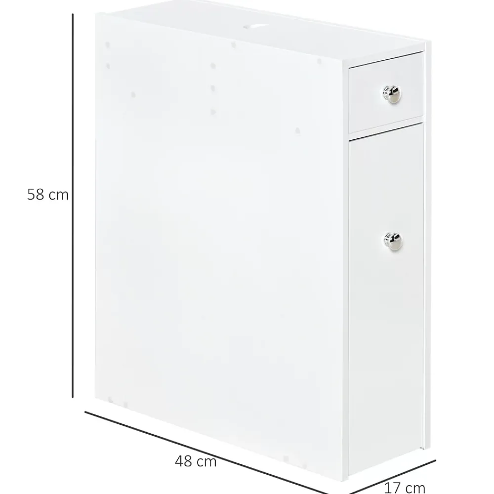 Meuble Wc|Homcom Support papier toilette - porte-papier toilette - armoire pour papier toilette - 2 tiroirs, coffre - MDF blanc