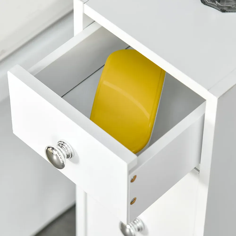 Meuble Wc|Homcom Support papier toilette - porte-papier toilette - armoire pour papier toilette - 2 tiroirs, coffre - MDF blanc