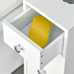Meuble Wc|Homcom Support papier toilette - porte-papier toilette - armoire pour papier toilette - 2 tiroirs, coffre - MDF blanc