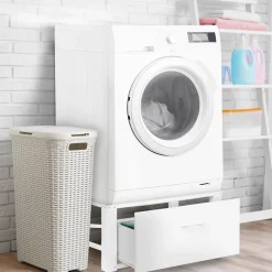 Armoire De Salle De Bains|IDMarket Support pour machine à laver 63 x 54 cm socle réhausseur en métal avec tiroir